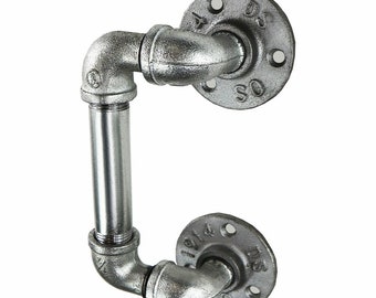 Straight Corner Door/Drawer Handle | Industrial Silver Steel Pipe Style