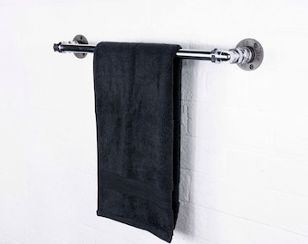 Chrome Towel Rail Made From Industrial Pipe Fittings | Industrial Towel Rail | Vintage Look!