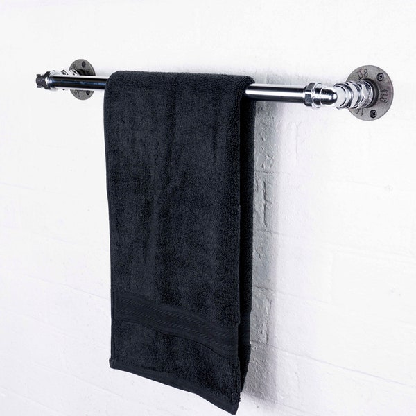 Chrome Towel Rail Made From Industrial Pipe Fittings | Industrial Towel Rail | Vintage Look!