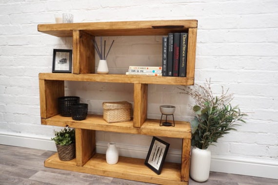 Tiered Shelving Unit | Reclaimed Timber Style | Solid Wood