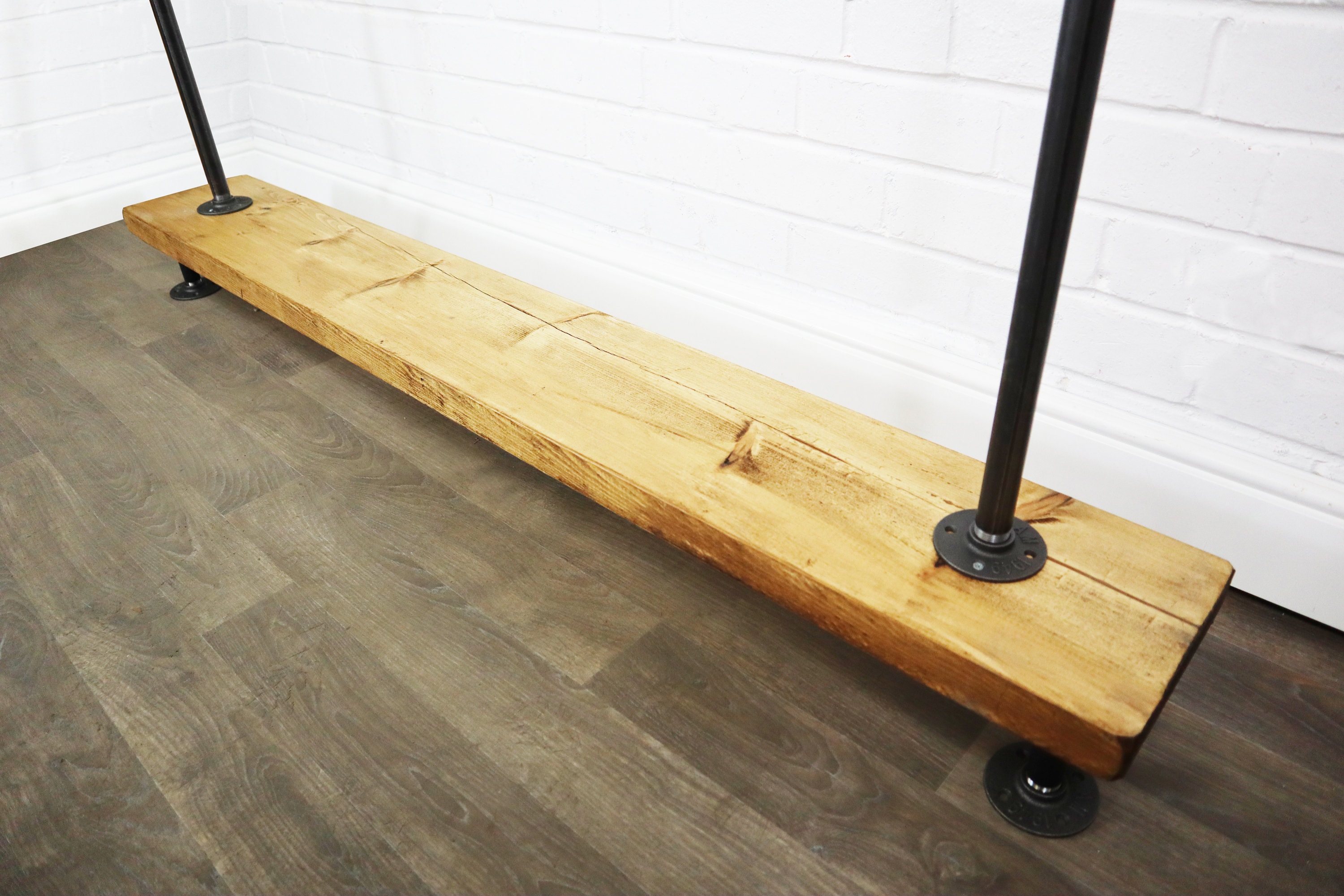 Free Standing Industrial Clothing Rail on Wooden Base Made Etsy UK