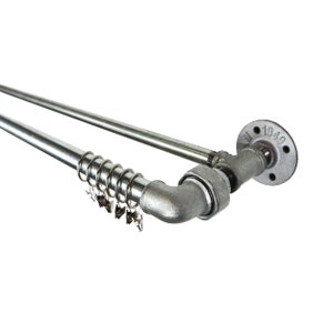 Pólo de cortina dupla/trilho de cortina industrial e conjunto de suporte feito de acessórios para tubos de aço prateado industrial! Vintage, moderno, rústico!!