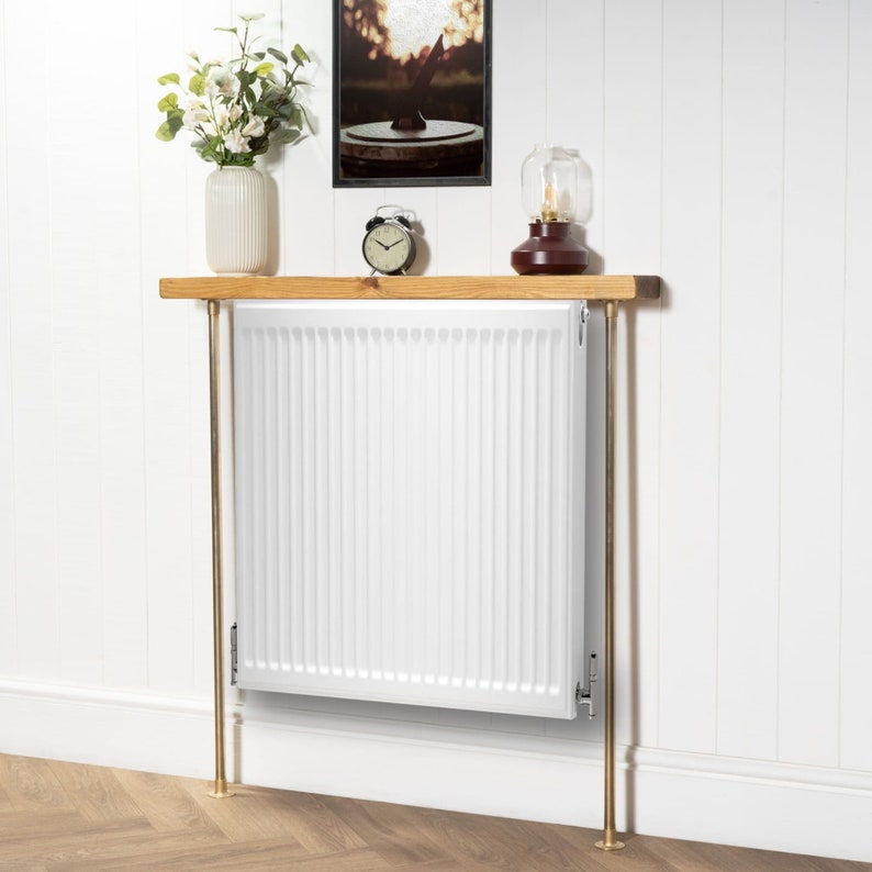 Table Above Radiator Radiator Table With Solid Brass Pipe Legs | Reclaimed Timber Style - Etsy