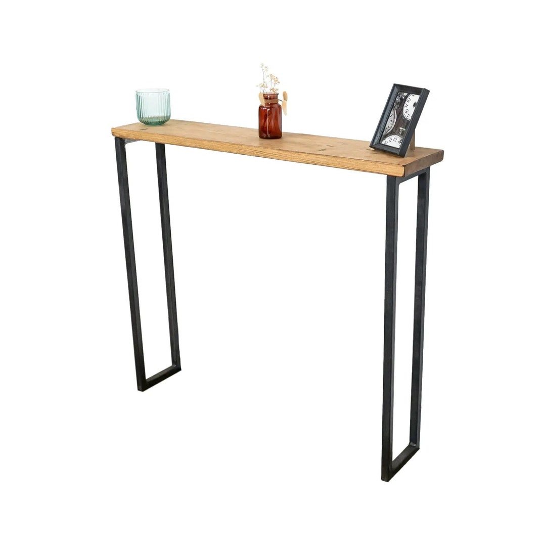 Industrial Box Steel Console Table: Reclaimed Timber Top - Etsy