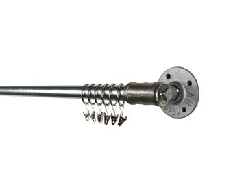 Curtain Pole, Industrial T-Nut Curtain Rail Made Silver Steel Pipe Fittings - Vintage Steam Punk Curtain Rail - Custom Sizes!!