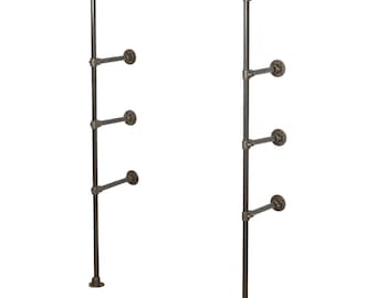 Floor Mounted Shelving Unit without Wood | Industrial Key Clamp Raw Steel Pipe Style