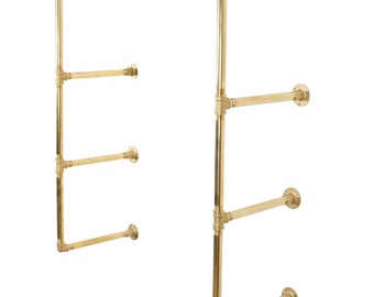 Solid Brass Pipe Fitting Tiered Shelving Unit - Without Wood