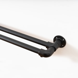 Double Curtain Pole | Black Powder Coated Pipe Style