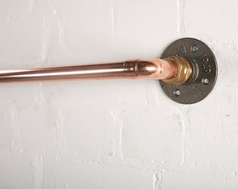 INDUSTRIAL VINTAGE style CURTAIN Pole- made from copper pipe and iron wall plates!