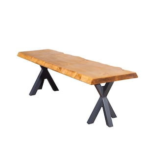 Rustic Live Edge Bench with XX Legs | Industrial Reclaimed Timber Style