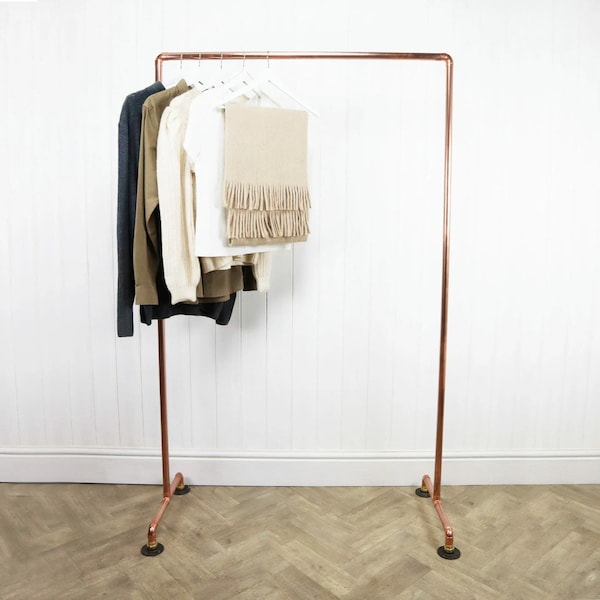 Free Standing Clothing Rail - Industrial Copper Pipe Style