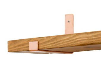 Soportes de estante con borde curvo de cobre / Estilo industrial (par)