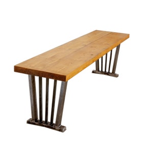 Reclaimed Timber Bench with Steel Spoked Legs | Industrial Style Reclaimed Timber