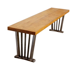 Reclaimed Timber Bench with Steel Spoked Legs | Industrial Style Reclaimed Timber
