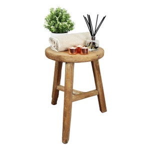 Rustic Milking Stool | Vintage Wooden Stool | Medium Oak Finish