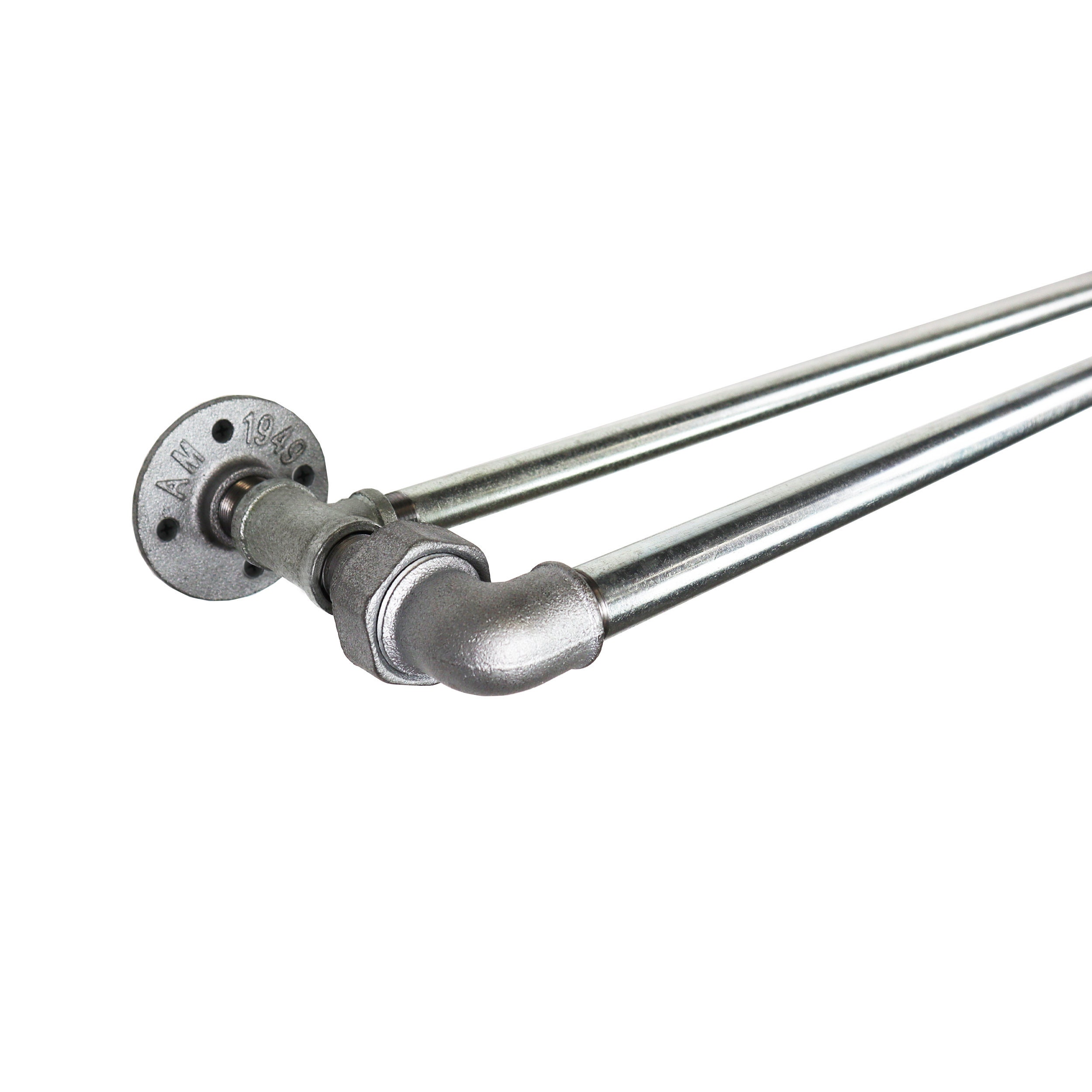 DOUBLE CURTAIN POLE / Industrial Curtain Rail & Brackett Set Made From