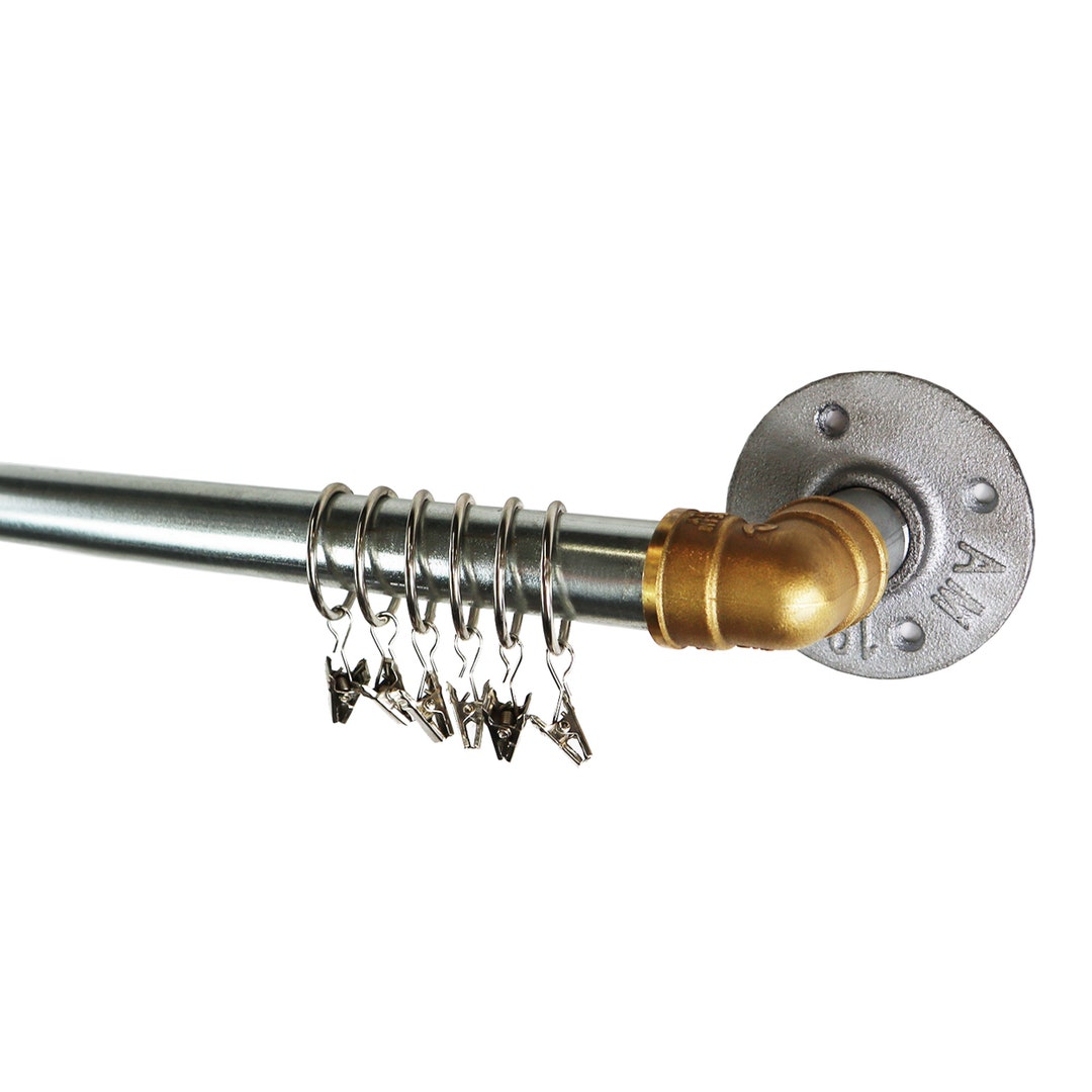 Industrial Curtain Pole, Elbow Style Curtain Rail Made From Silver