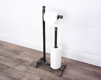 Free Standing Vintage TOILET ROLL HOLDER | Spare Toilet Roll Holder - Made From Industrial Pipe Fittings!