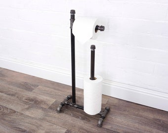 Free Standing Vintage TOILET ROLL HOLDER | Spare Toilet Roll Holder - Made From Industrial Pipe Fittings!