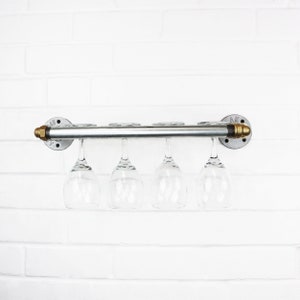 Suporte de tubo paralelo para copo de vinho industrial feito de acessórios para tubos de aço prateado e latão!!