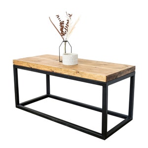 Industrial Welded Box Steel Coffee Table with Reclaimed Timber Top | Industrial Box Steel Style