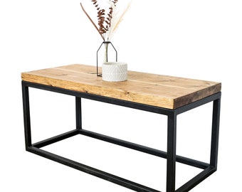 Industrial Welded Box Steel Coffee Table with Reclaimed Timber Top | Industrial Box Steel Style