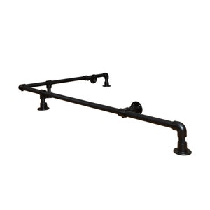 Bar/Kitchen Corner Foot Rail | Industrial Black Powder Coated Key Clamp Pipe Style