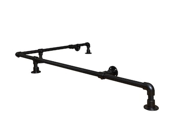 Bar/Kitchen Corner Foot Rail | Industrial Black Powder Coated Key Clamp Pipe Style