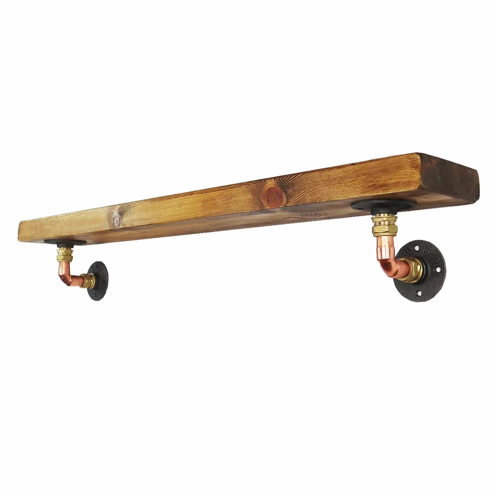 Industrial Copper Elbow Pipe Shelf Brackets (Pair) - Urban Steampunk Style! Brackets for Shelving Boards - Kitchen Shelf Brackets