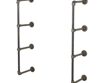 Wall Mounted Shelving Unit without Wood | Industrial Key Clamp Raw Steel Pipe Style