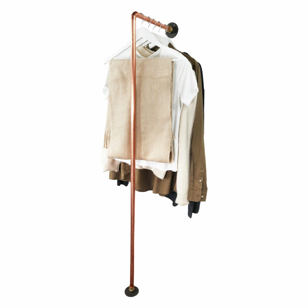 Wall and Floor Mounted Upright Clothing Rail | Industrial Copper Pipe ...