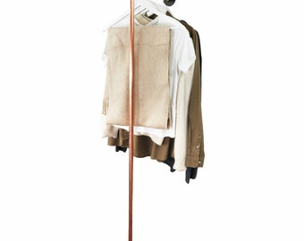 Wall and Floor Mounted Upright Clothing Rail | Industrial Copper Pipe Style