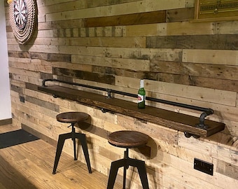 INDUSTRIAL Style FRÜHSTÜCK / DRINKS Bar | Industrielle Rohrfittings | Vintage Style Bar - Hausbar Möbel Regal - Regal für Man Cave