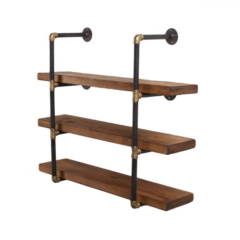 Pipe Fitting Tiered Shelving Unit Black & Brass Pipe Etsy