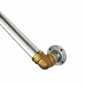 Corrimão de escada CHUNKY / BANISTER com suportes - Aço prateado industrial e latão de acessórios para tubos INDUSTRIAIS | Vários tamanhos