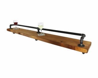 INDUSTRIAL Style BREAKFAST/DRINKS Bar | Industrial Pipe Fittings | Vintage Style Bar - Joined Wood - Custom Depths