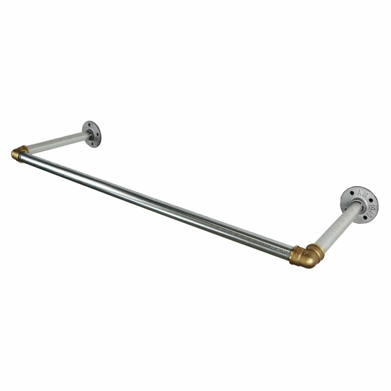 Elbow Rak Industrial Silver Steel Pipe and Brass Elbow Clothes Rail - Custom ...