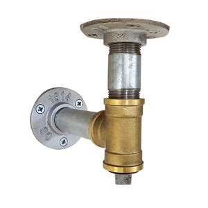 Industrial Silver and Brass Tee Nut Pipe Brackets | Industrial Pipe Style (Pair)