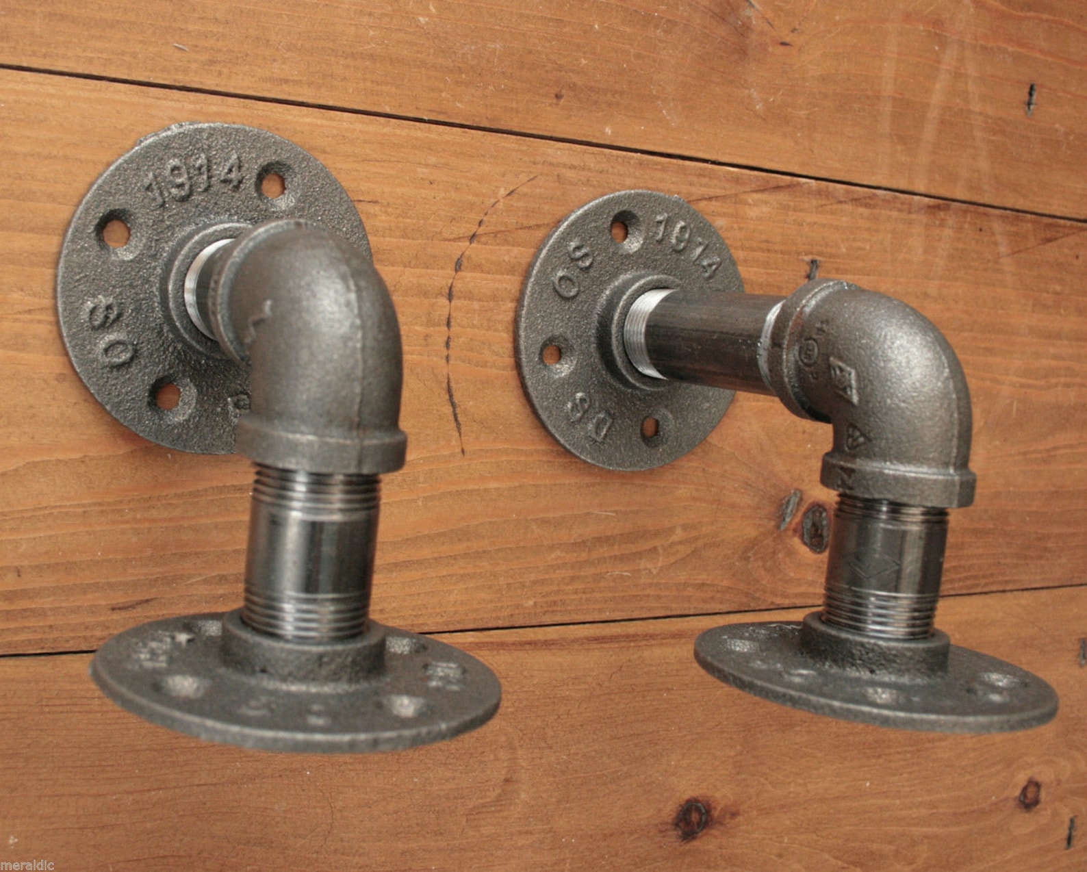 Industrial Steel Pipe Shelf Bracket Holder Elbow Style pair Etsy