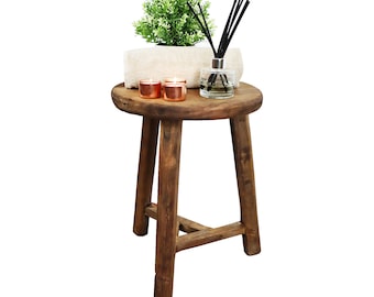 Plant Pot Stand - Reclaimed Plant Pot Kruk - Donker Eiken Kleur