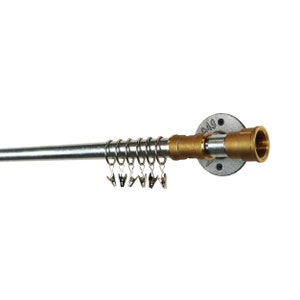 Industrial Curtain Pole, Finial Style Curtain Rail Made From SIlver Steel & Brass Pipe Fittings!! Steampunk, Vintage - Custom Sizes