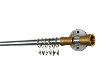 Industrial Curtain Pole, Finial Style Curtain Rail Made From SIlver Steel & Brass Pipe Fittings!! Steampunk, Vintage - Custom Sizes