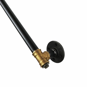 Tee Nut Stair Hand Rail / BANISTER with brackets - Raw Steel & Brass from INDUSTRIAL pipe fittings | Various Sizes
