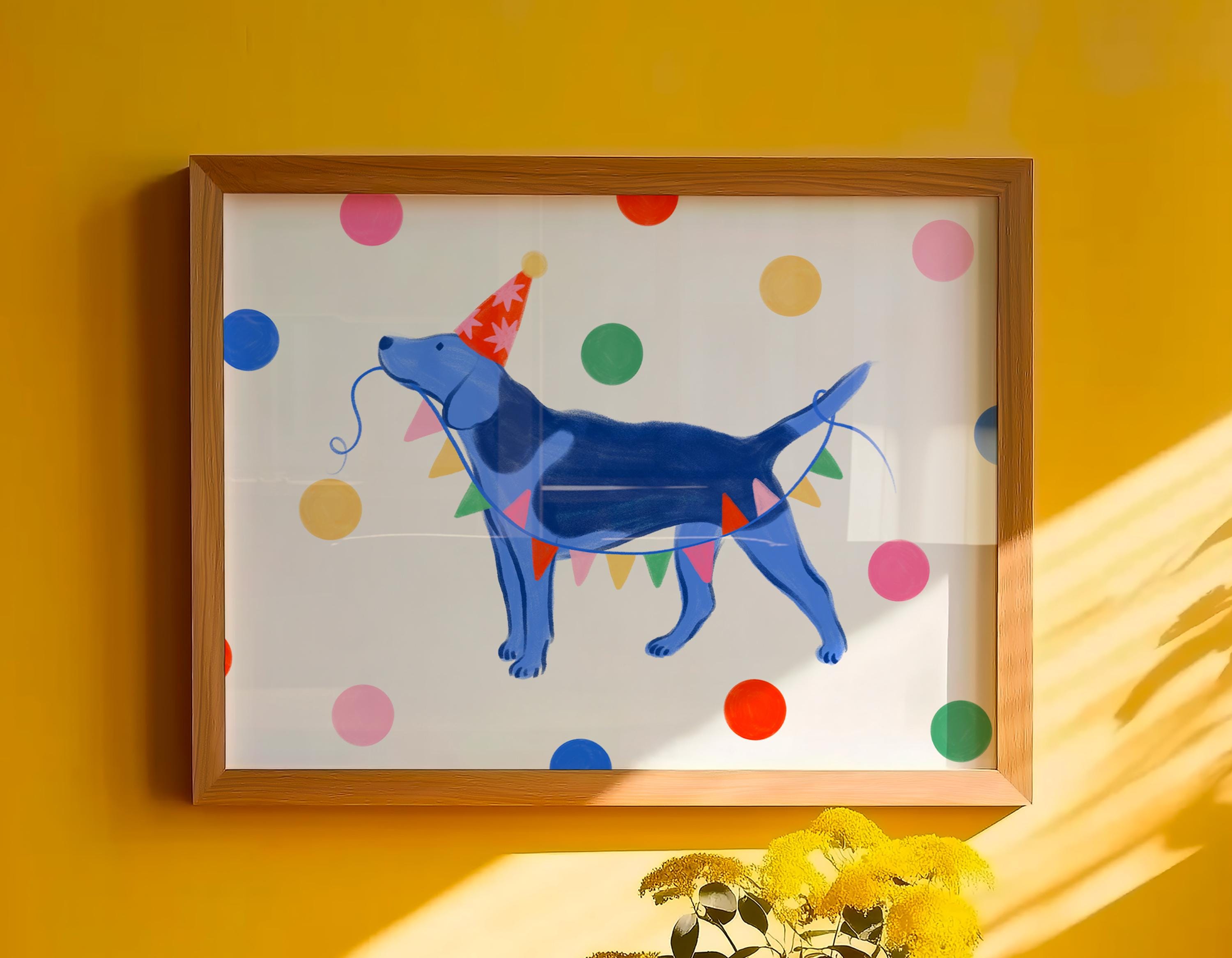 Peinture Abstraite Colorée Chien Beagle Sur Toile – Tendue Prête à Accrocher