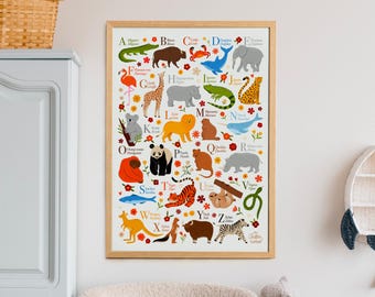 Libro bilingüe del alfabeto francés e inglés para imprimir: alfabeto para niños, escuela, guardería, póster educativo para imprimir, PDF descargable.