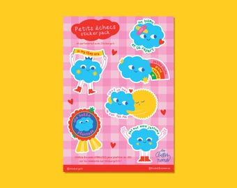 Hoja de 6 pegatinas "Ajedrez pequeño": pegatinas para diario, pegatinas para scrapbooking, pegatinas positivas, pegatinas bonitas