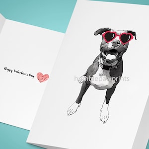 Instant Download Digital File Pitbull Valentine Card Dog Valentine's Day Card Funny Dog Card Sweet Greeting Card Pet Lover Card image 1