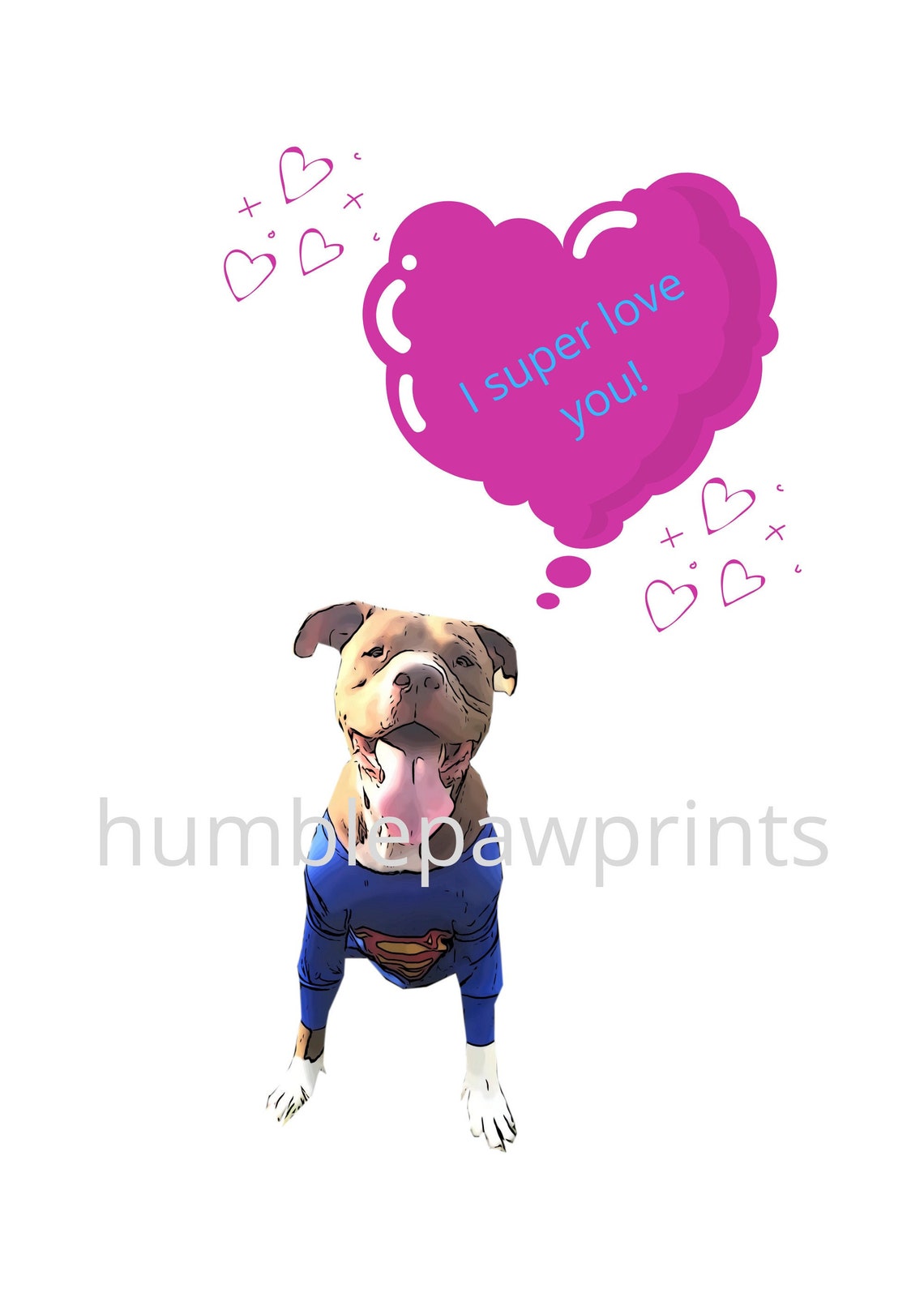 Instant Download Digital File | Super Pitbull | Birthday Card | Dog ...