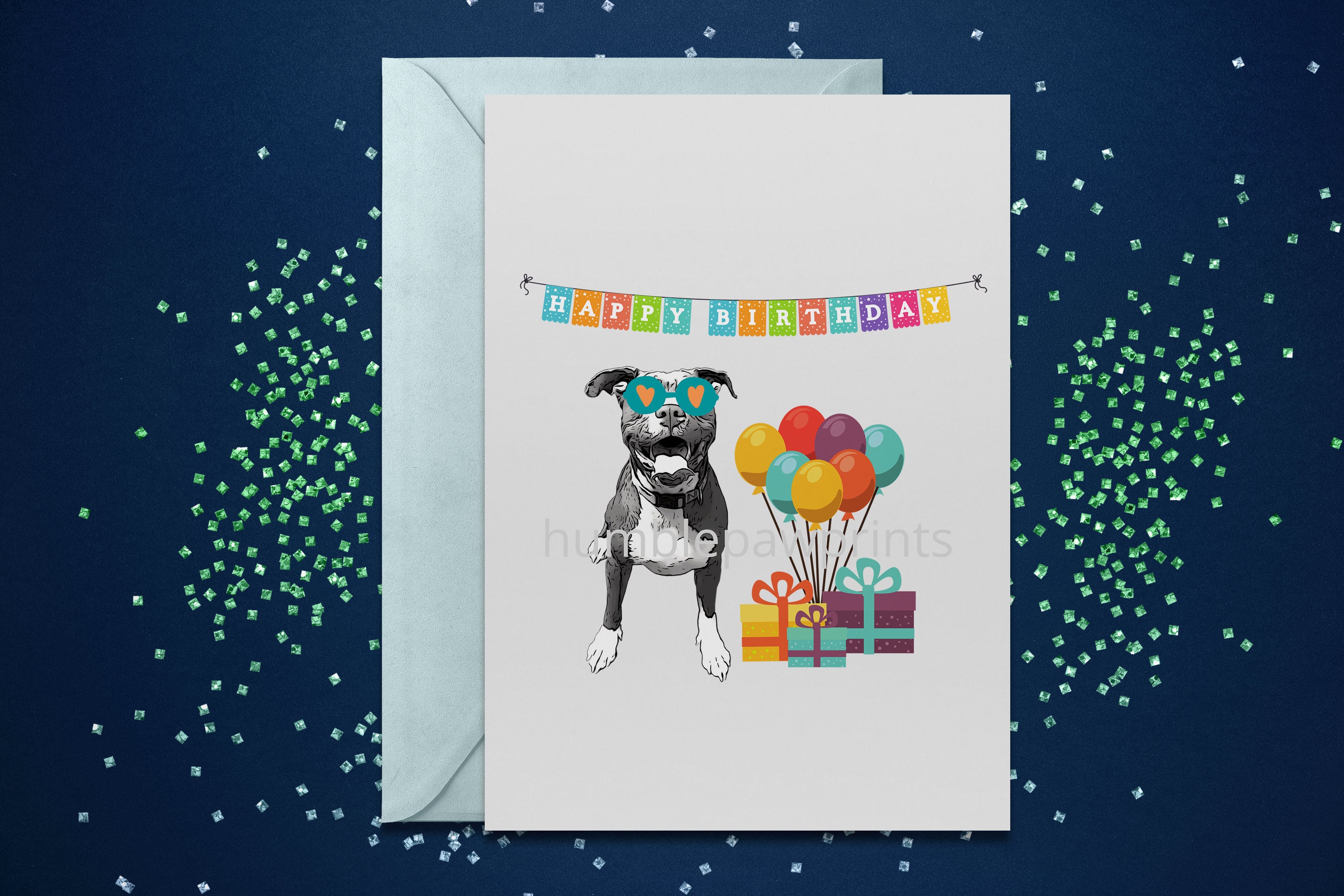 Pitbull Bikini Birthday Card 