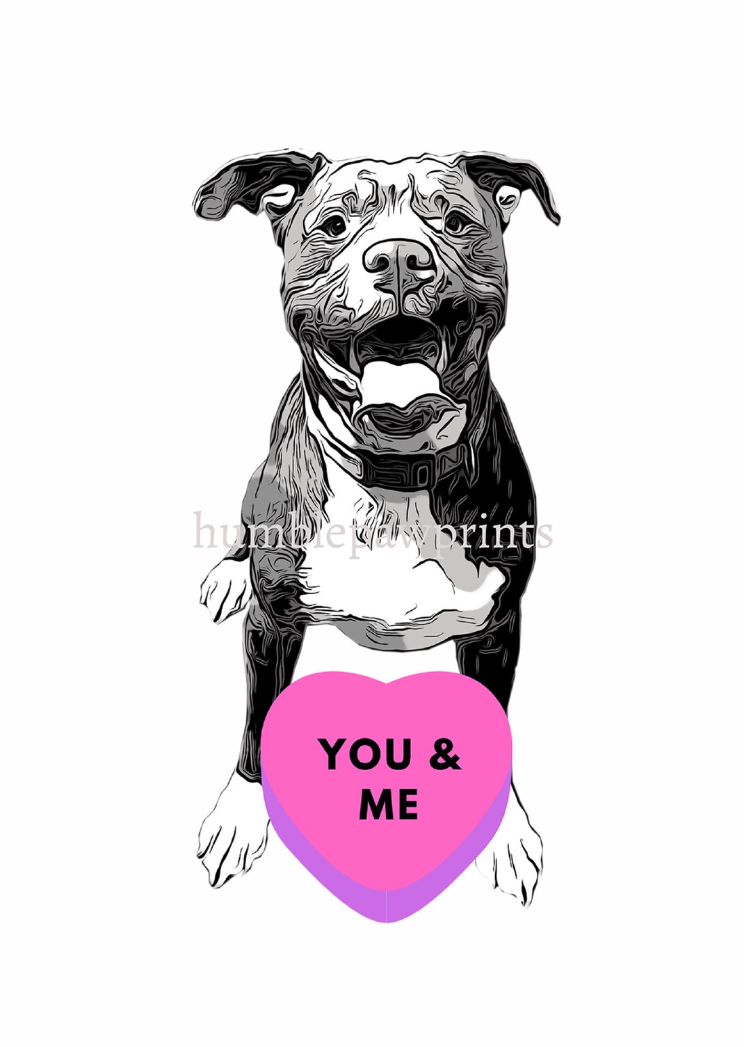 Instant Download Digital File | Pitbull Valentine Card | Dog Valentine's Day Card| 5x7 Greeting ...